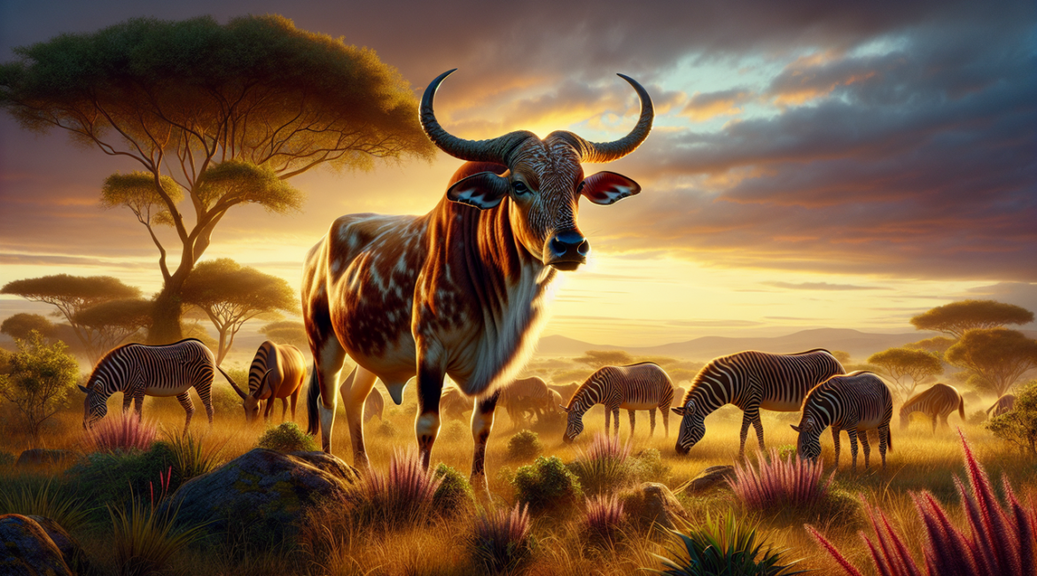 Mammifère Z - Zebu, Zorillas et Zebra dans une savane colorée.