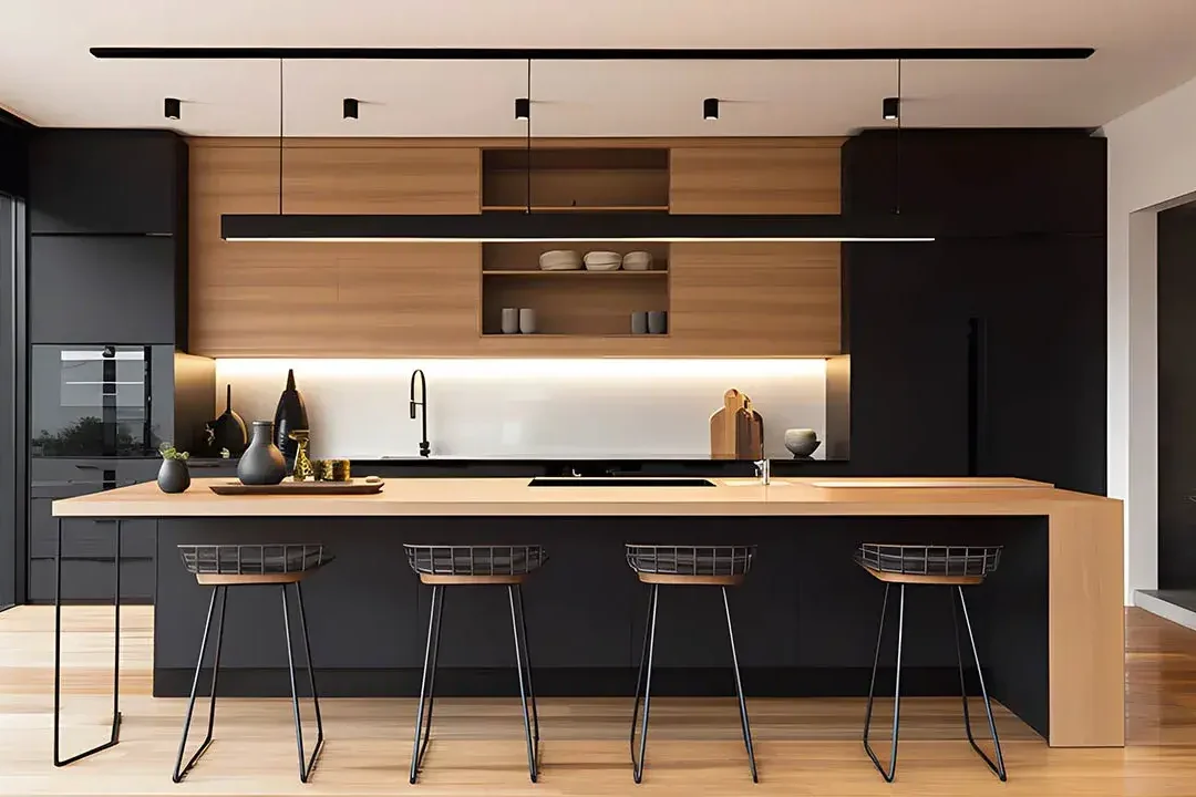 cuisine-noir-et-bois-quelle-couleur-pour-les-murs